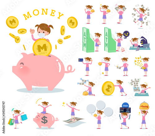 flat type mask Pink clothing girl_money