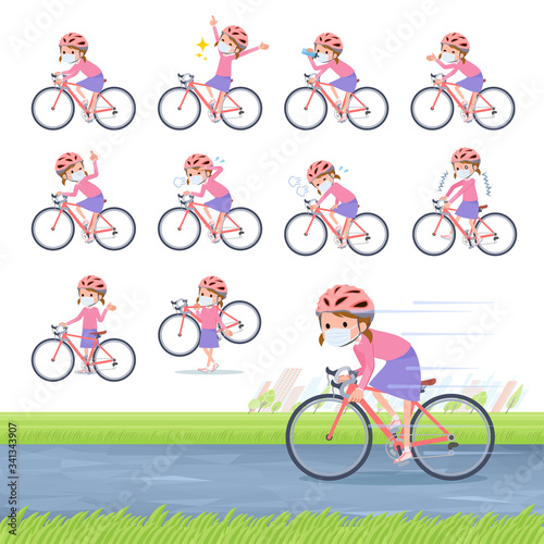 flat type mask Pink clothing girl_road bike