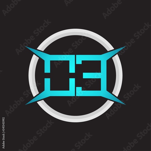 OE Logo monogram with circle and four taper shape design template