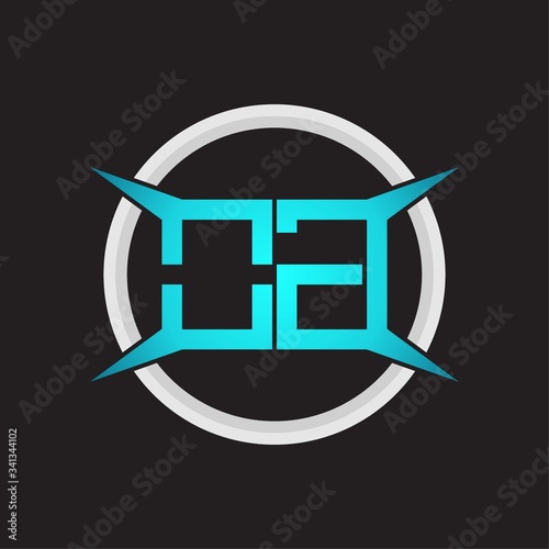 OG Logo monogram with circle and four taper shape design template