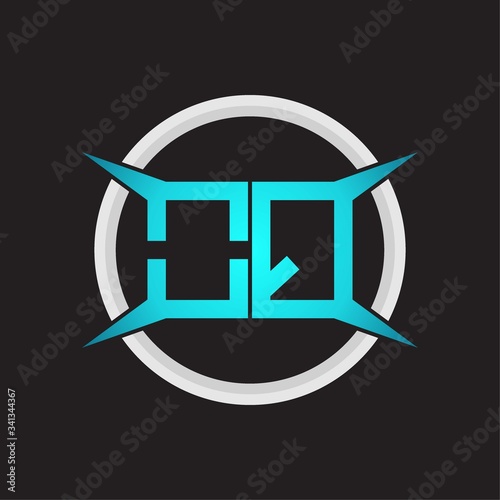 OQ Logo monogram with circle and four taper shape design template