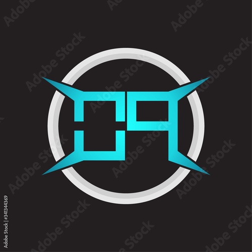 OP Logo monogram with circle and four taper shape design template
