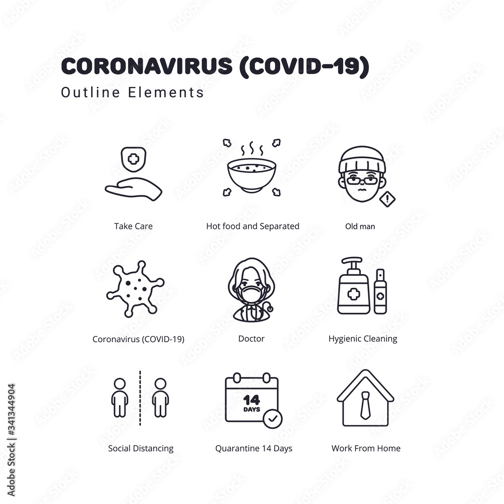 Coronavirus awareness illustration outline style
