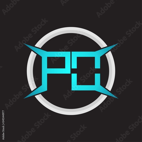 PO Logo monogram with circle and four taper shape design template