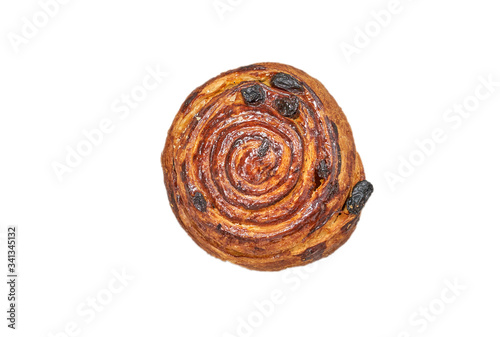Delicious sweet bun. The assortment of bakery and bakery. Closeup on a light background