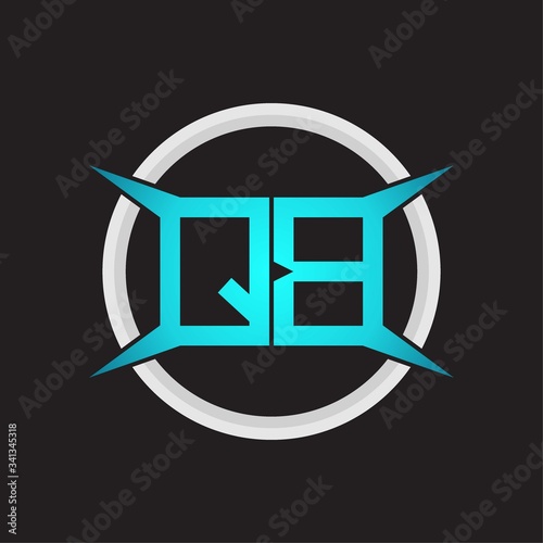 QB Logo monogram with circle and four taper shape design template
