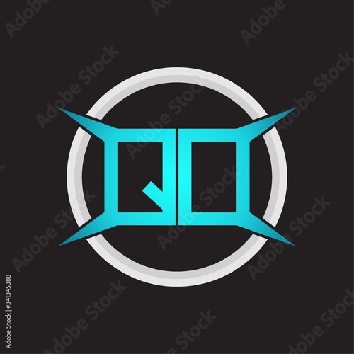 QD Logo monogram with circle and four taper shape design template