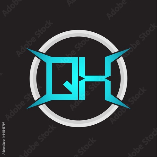 QX Logo monogram with circle and four taper shape design template