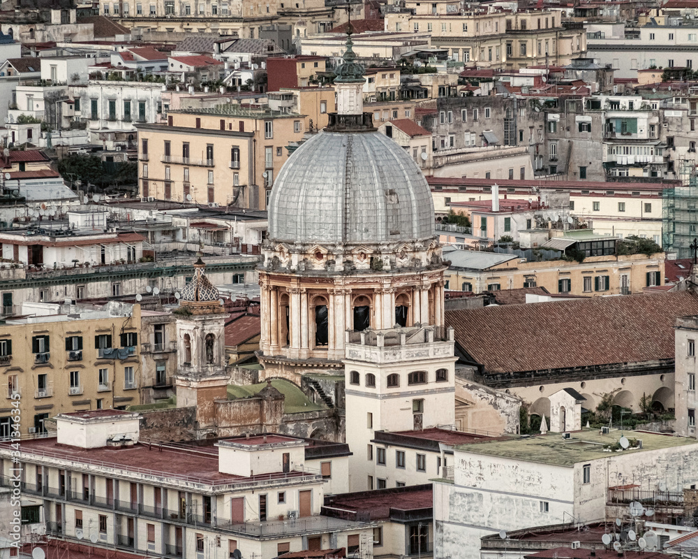 Fototapeta premium Basilica dello Spirito Santo and Naples old town, Italy