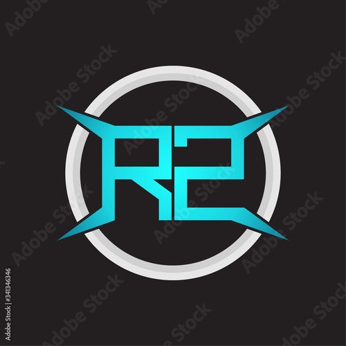 RZ Logo monogram with circle and four taper shape design template