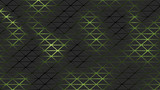 Black futuristic neon pattern background with green line triangles and dark gradient