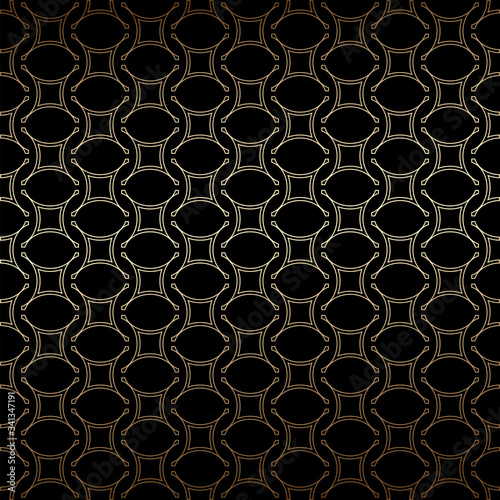 Geometric golden and black linear seamless simple pattern background, art deco style