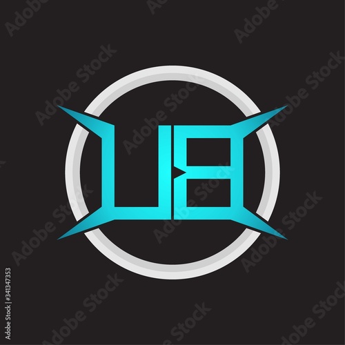 UB Logo monogram with circle and four taper shape design template