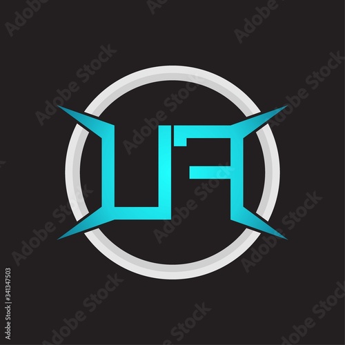 UF Logo monogram with circle and four taper shape design template