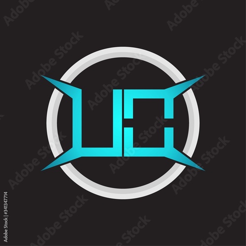 UO Logo monogram with circle and four taper shape design template