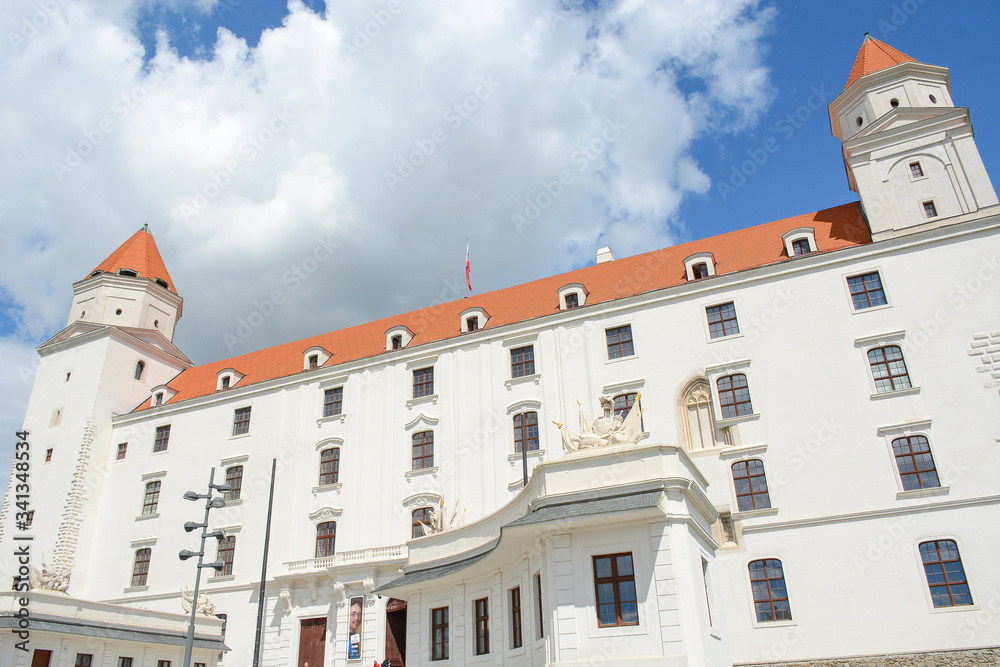 BRATISLAVA, SLOVAKIA - MAY 9, 2019: Bratislava Castle in the city center BRATISLAVA, SLOVAKIA - MAY 9, 2019: Bratislava Castle in the city center