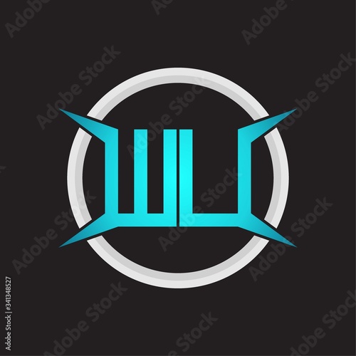 WU Logo monogram with circle and four taper shape design template