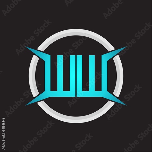 WW Logo monogram with circle and four taper shape design template