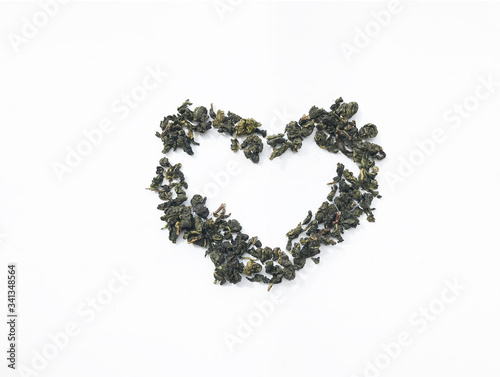 loose tea in the shape of a heart