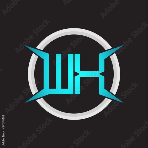 WX Logo monogram with circle and four taper shape design template