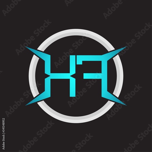XF Logo monogram with circle and four taper shape design template