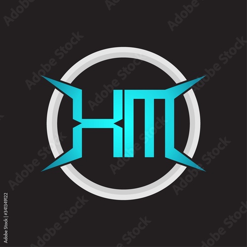 XM Logo monogram with circle and four taper shape design template