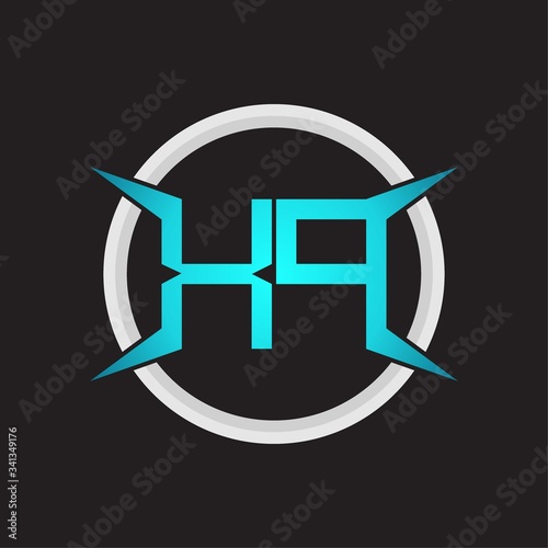 XP Logo monogram with circle and four taper shape design template