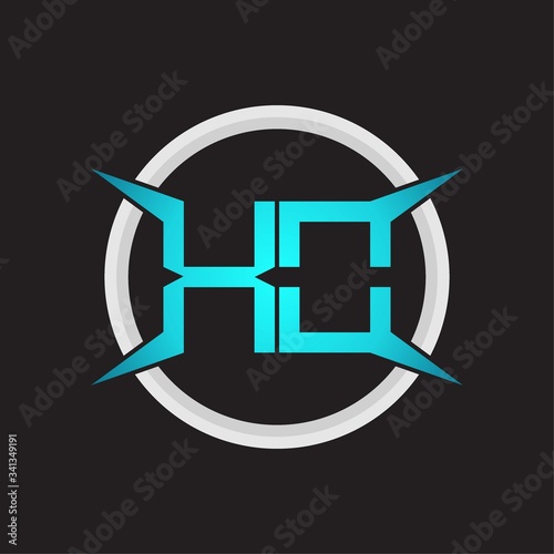XO Logo monogram with circle and four taper shape design template