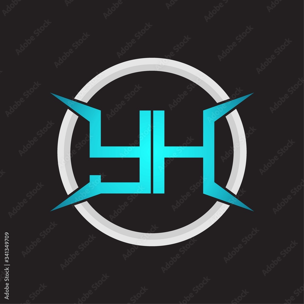 YH Logo monogram with circle and four taper shape design template Stock ...