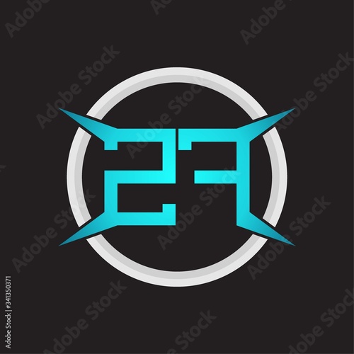 ZF Logo monogram with circle and four taper shape design template