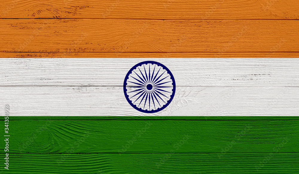India flag on a wooden texture. Wood texture, planks Wooden texture ...
