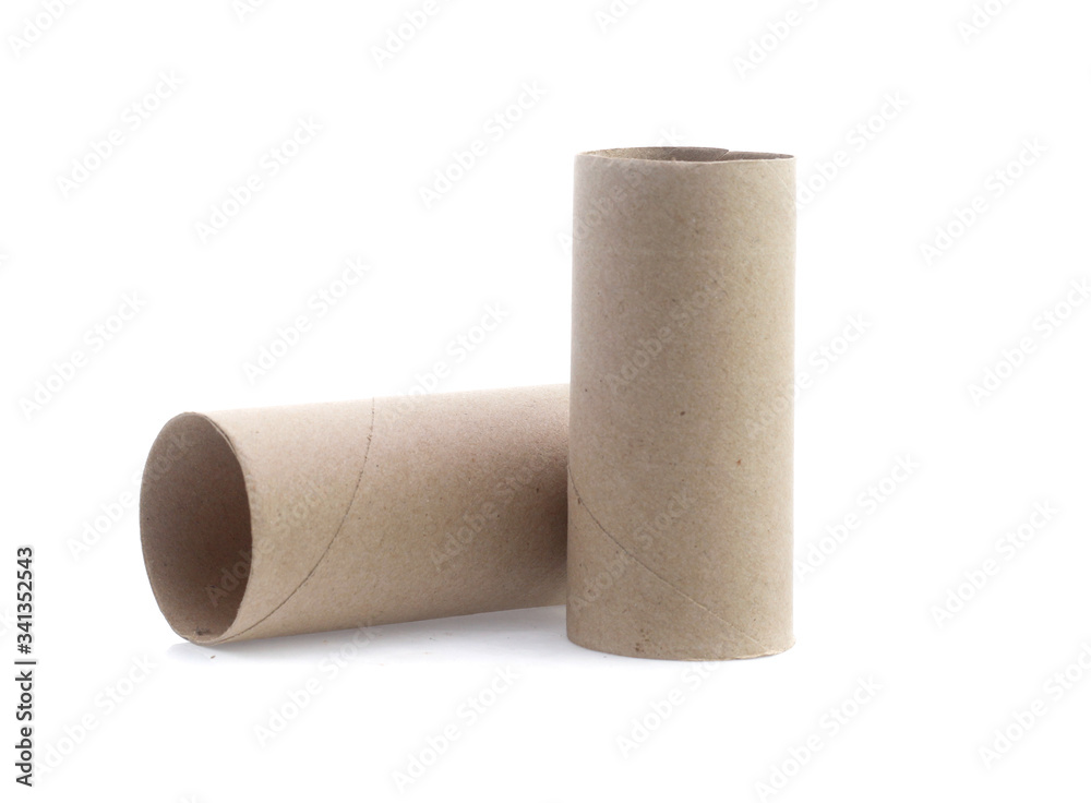 Leftover tissue paper roll on white isolate background Leftover tissue paper roll on white isolate background