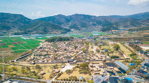 Aerial View of Suncheonman Bay National Garden located in Suncheon city,Jeonnam-do of South Korea. photo