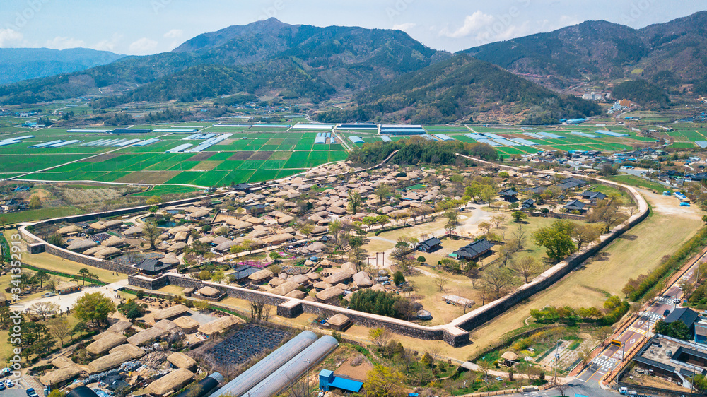 Aerial View of Suncheonman Bay National Garden located in Suncheon city,Jeonnam-do of South Korea.
