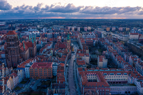 Obraz na płótnie Trójmiasto z lotu ptaka w salonie