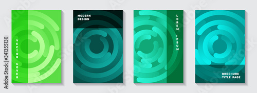 Corporate notebook covers set. Techno banner circles goemetry vector backdrops. Aim goal 