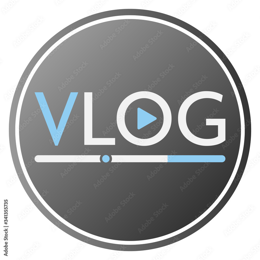 round flat vlog icon or symbol with play button vector illustration round flat vlog icon or symbol with play button vector illustration