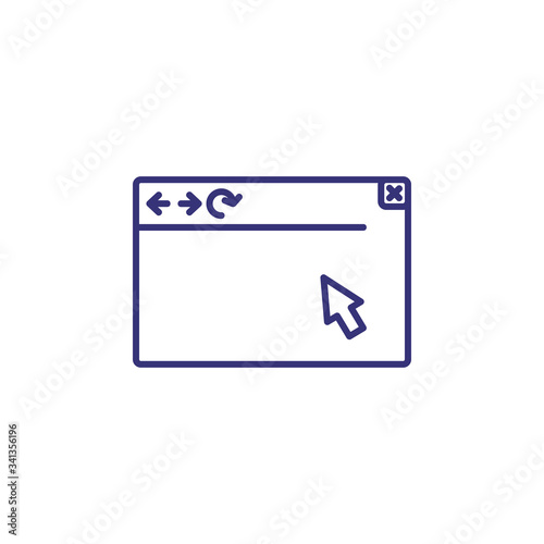 Web browser line icon. Window, interface, cursor. Information technology concept. Can be used for topics like software, app design, internet application