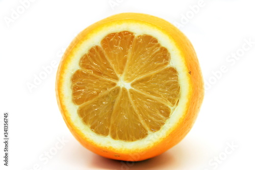 half a yellow lemon on a white background