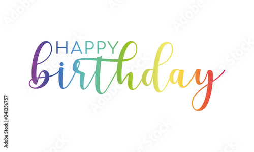 HAPPY BIRTHDAY vector rainbow mixed typography banner with  brush calligraphy