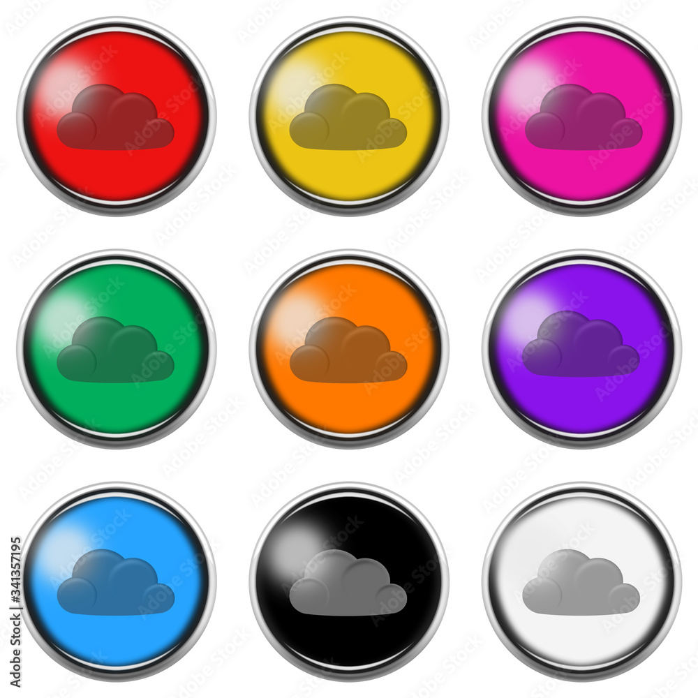 Cloud computing button icon set isolated on white with clipping path Cloud computing button icon set isolated on white with clipping path