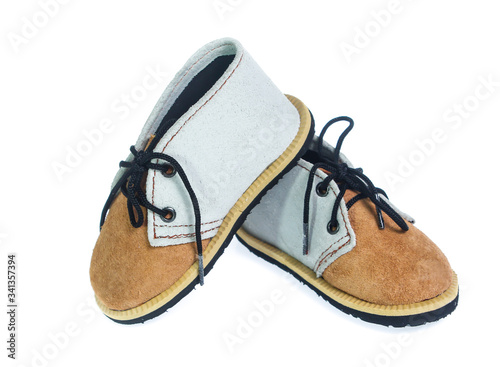 children's boy shoes on white background isolated