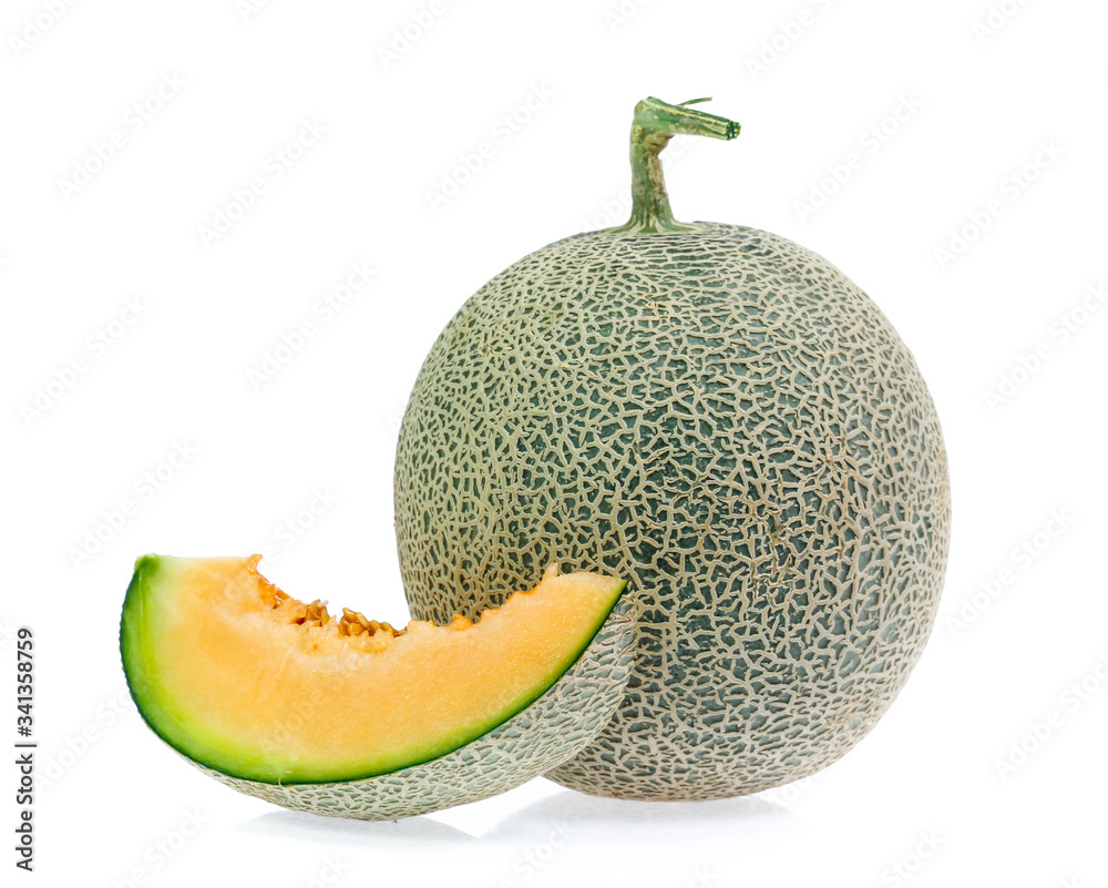cantaloupe melon slices isolated on white background cantaloupe melon slices isolated on white background