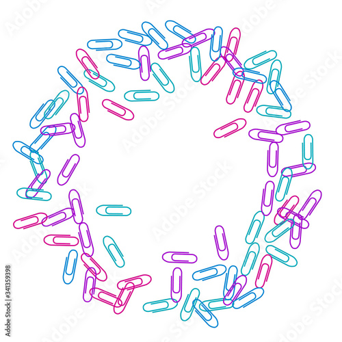 Stationary paperclips isolated on white background