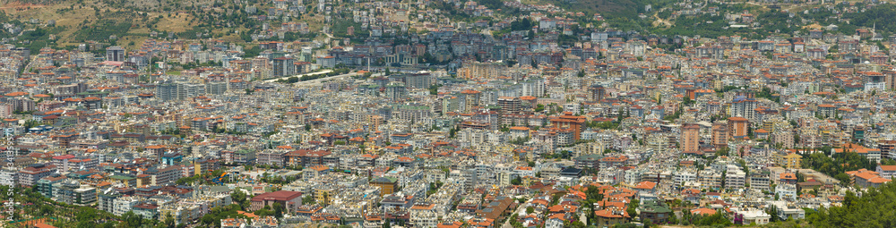 Panorama of the central districts of Alanya. Turkey