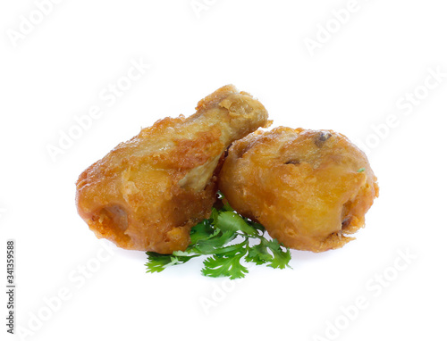 fried leg chicken isolated