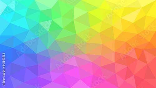 Multicolor rainbow low poly background. Abstract gradient pastel vector background from triangles. Polygonal colorful design. Vector illustration