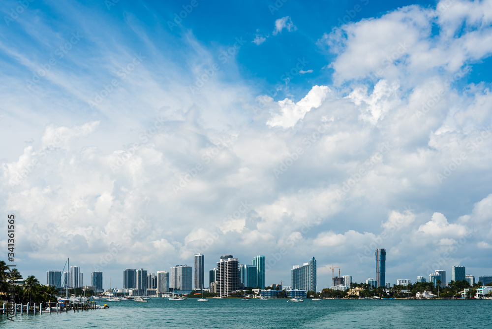 Downtown Miami viewed from an island