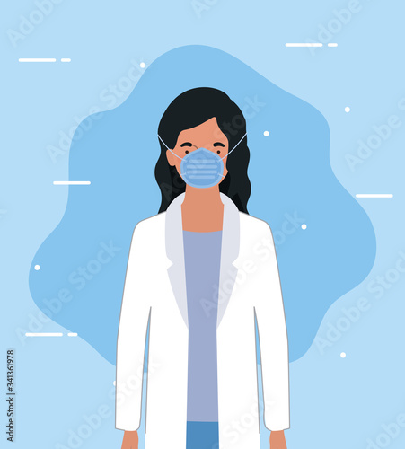 Woman doctor with mask against 2019 ncov virus vector design