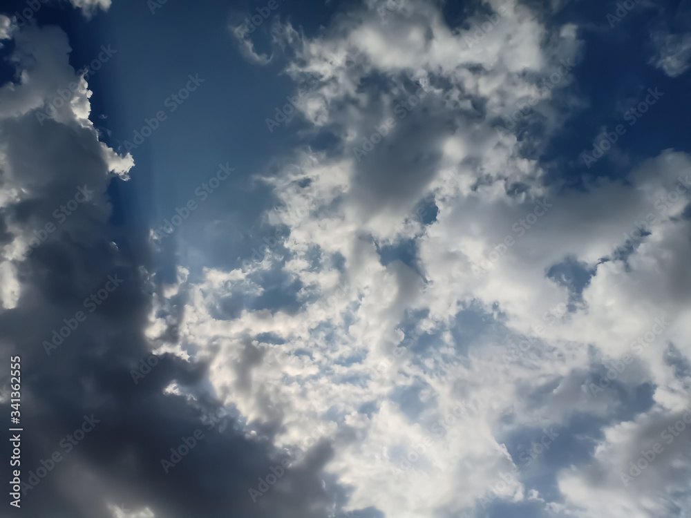 Natural cloud fly sky blue landscape and sun rising at skyline. Natural cloud fly sky blue landscape and sun rising at skyline.